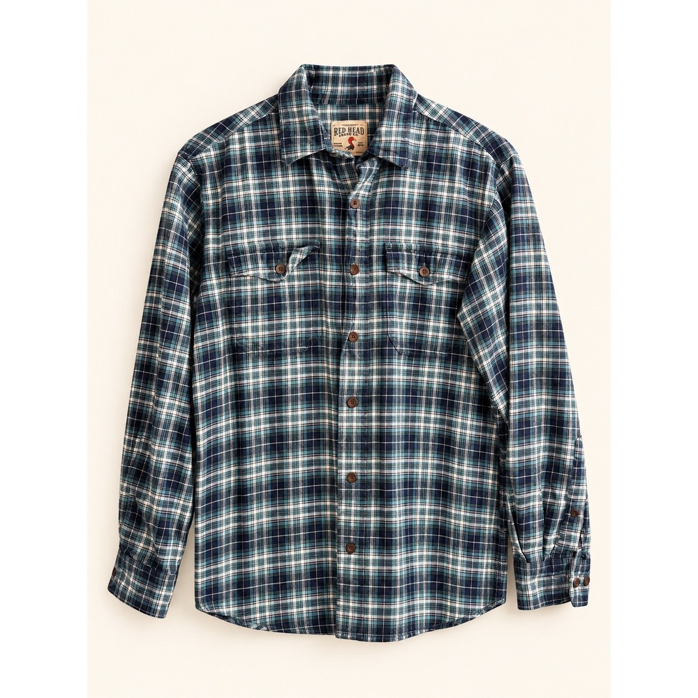 RedHead Brand Co Men's M Blue Plaid Long Sleeve Flannel Shirt Outdoor